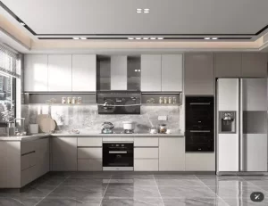 Chất liệu Acrylic cao cấp kết hợp với sắc trắng tinh khôi của tủ bếp mang đến vẻ đẹp thanh lịch, hiện đại (Nguồn: Sưu tầm) Chất liệu Acrylic cao cấp kết hợp với sắc trắng tinh khôi của tủ bếp mang đến vẻ đẹp thanh lịch, hiện đại (Nguồn: Sưu tầm)